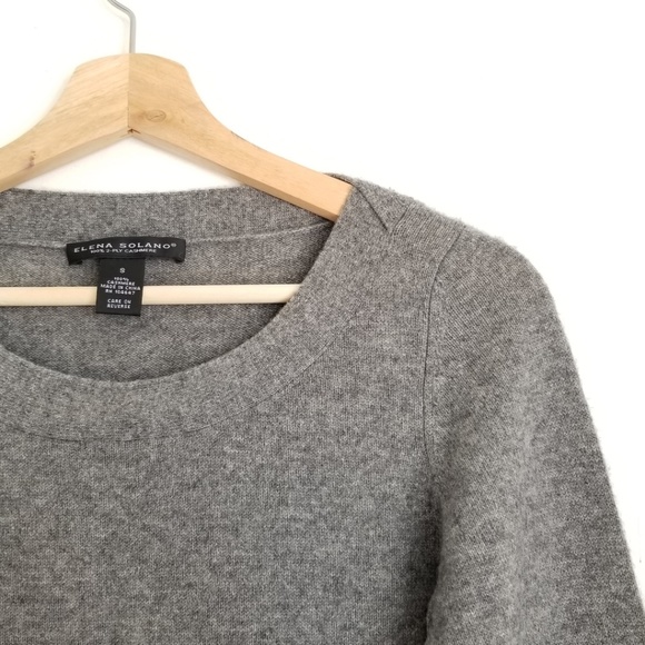 Elena Solano 100% 2-PLY Cashmere Gray Sweater Sm - Picture 5 of 6